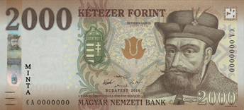 Hungarian Forint HUF 2000 Ft bank note front face