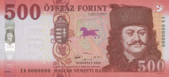 Hungarian Forint HUF 500 Ft bank note front face